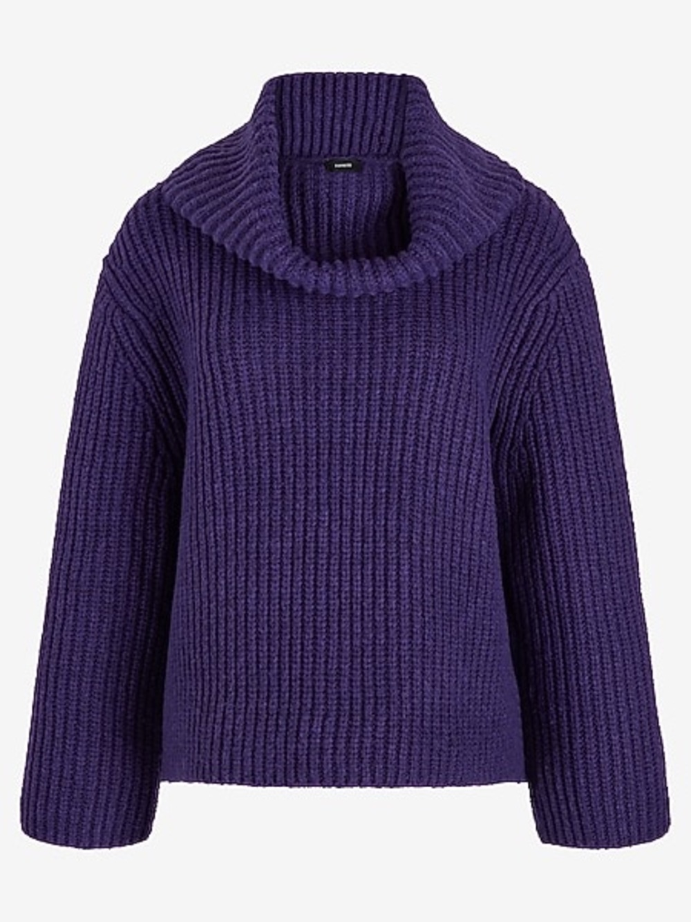 Express Purple Ribbed Cowl Neck Chunky Knit Sweater XS